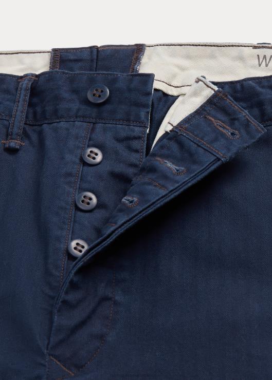 pantalones slim fit de sarga con diseño de espiga hombres vale la pena la marina Ralph Lauren 2XR2V1703