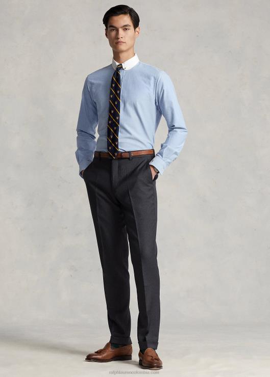 pantalones slim fit de sarga de lana hombres gris medio Ralph Lauren 2XR2V735