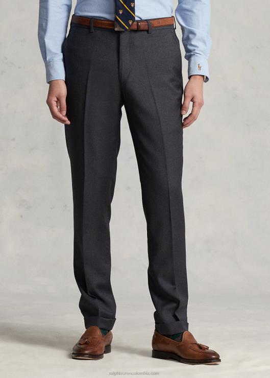 pantalones slim fit de sarga de lana hombres gris medio Ralph Lauren 2XR2V735