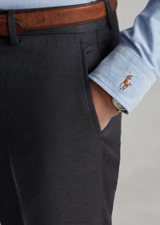 pantalones slim fit de sarga de lana hombres gris medio Ralph Lauren 2XR2V735