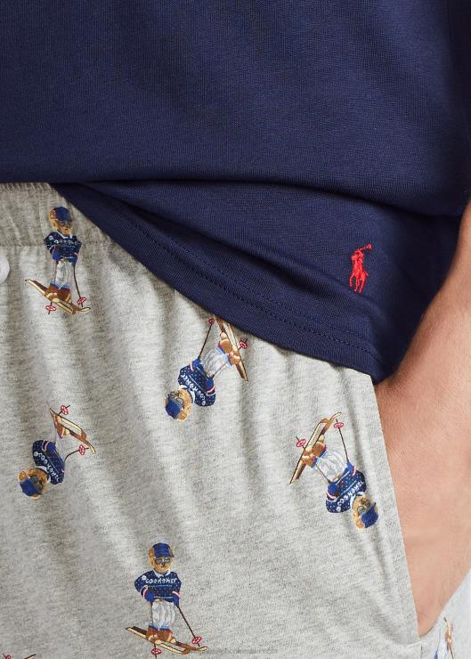 camisón de mezcla de algodón hombres azul marino/andover jaspeado/rojo Ralph Lauren 2XR2V232