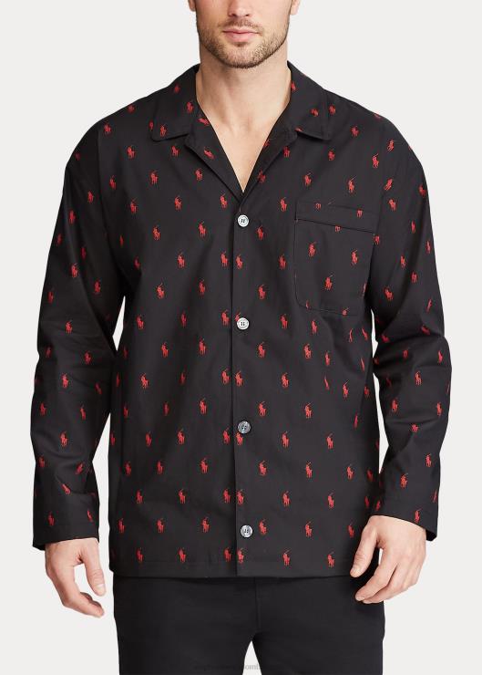 camisa de pijama de pony de la firma hombres rl negro/rl2000 rojo Ralph Lauren 2XR2V1648