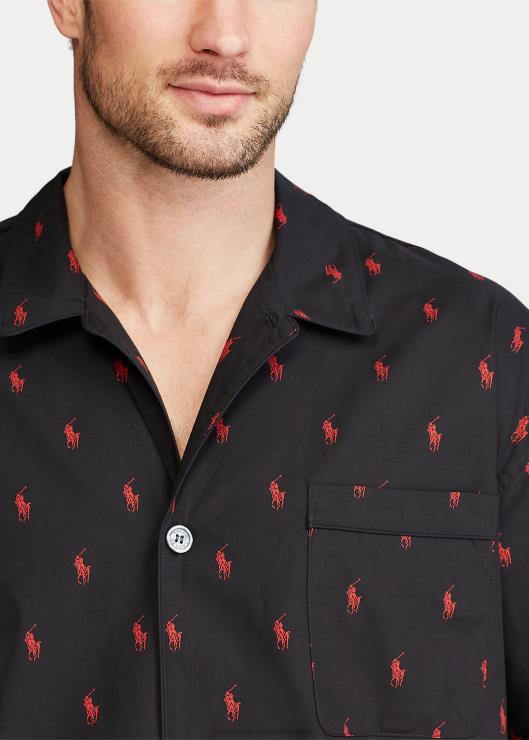 camisa de pijama de pony de la firma hombres rl negro/rl2000 rojo Ralph Lauren 2XR2V1648