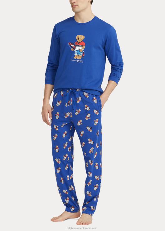 juego de dormir de jersey de algodón con osito de polo hombres herencia real Ralph Lauren 2XR2V653