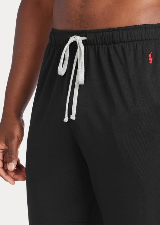pantalón de pijama de mezcla de algodón hombres negro/andover jaspeado/rojo Ralph Lauren 2XR2V229