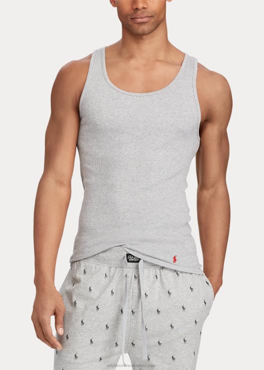 Camiseta interior clásica sin mangas con efecto absorbente, paquete de 3 hombres gris surtido Ralph Lauren 2XR2V219