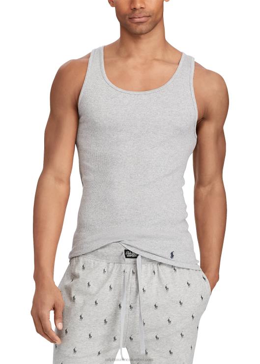 Camiseta interior clásica sin mangas con efecto absorbente, paquete de 3 hombres gris surtido Ralph Lauren 2XR2V219