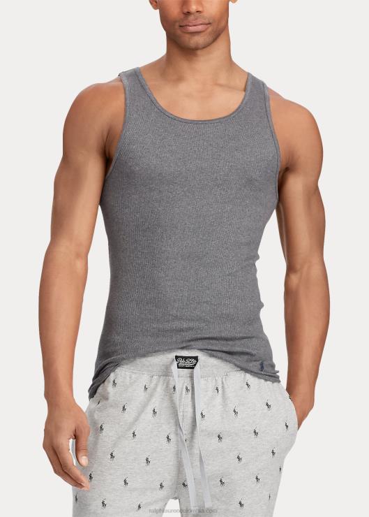 Camiseta interior clásica sin mangas con efecto absorbente, paquete de 3 hombres gris surtido Ralph Lauren 2XR2V219