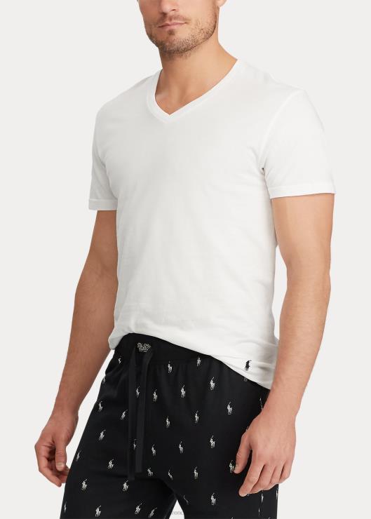 Pack de 3 camisetas clásicas con cuello en V que absorbe la humedad hombres blanco Ralph Lauren 2XR2V8585