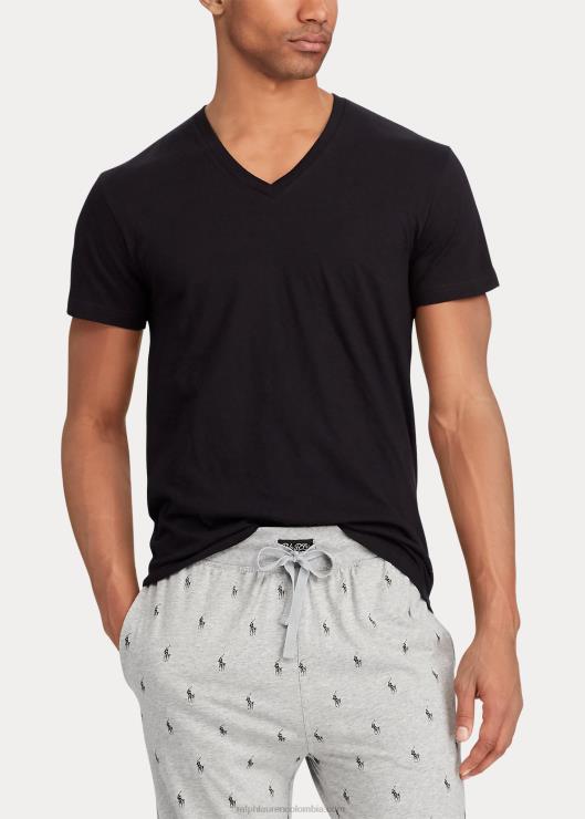Pack de 3 camisetas clásicas con cuello en V que absorbe la humedad hombres negro Ralph Lauren 2XR2V8583