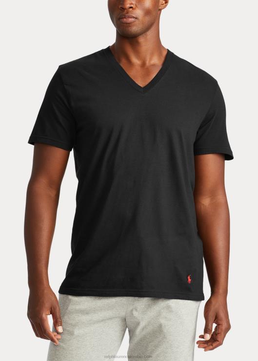 Pack de 3 camisetas clásicas con cuello en V que absorbe la humedad hombres negro Ralph Lauren 2XR2V8583
