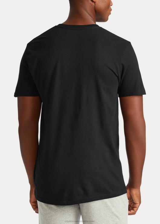 Pack de 3 camisetas clásicas con cuello en V que absorbe la humedad hombres negro Ralph Lauren 2XR2V8583