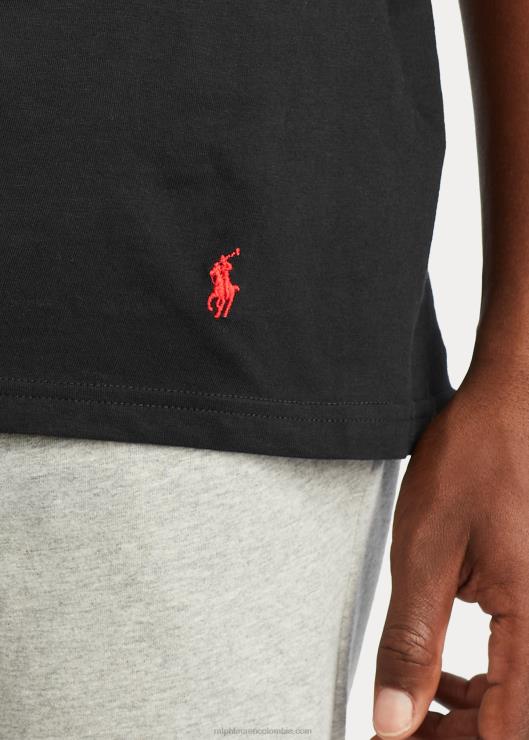 Pack de 3 camisetas clásicas con cuello en V que absorbe la humedad hombres negro Ralph Lauren 2XR2V8583