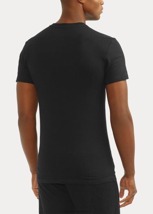 Pack de 3 camisetas interiores finas de algodón con cuello de pico hombres negro Ralph Lauren 2XR2V303