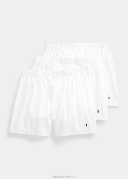 bóxer clásico de algodón tejido paquete de 3 hombres blanco Ralph Lauren 2XR2V8545