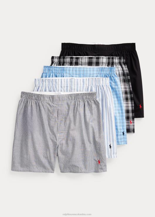 bóxer clásico tejido de algodón pack de 5 hombres gris azul Ralph Lauren 2XR2V268