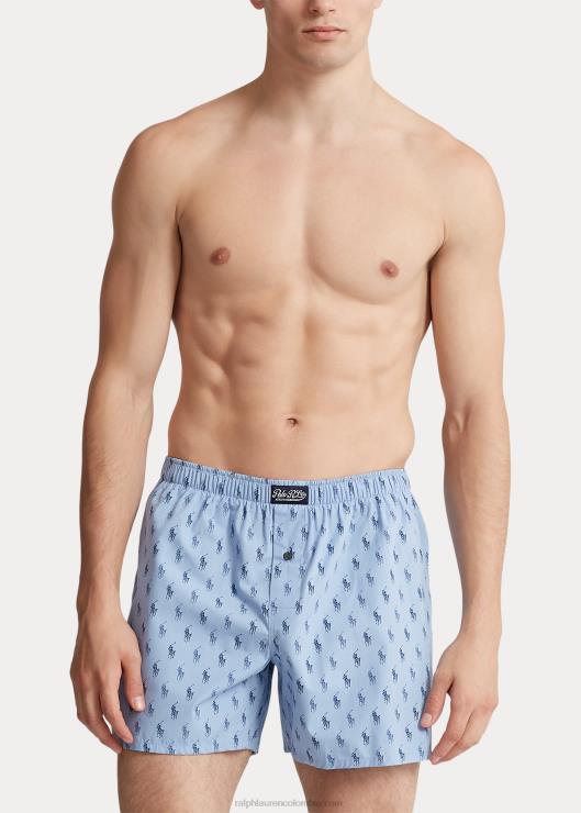 bóxer de algodón pony de la firma hombres azul/cañón azul riviera Ralph Lauren 2XR2V436