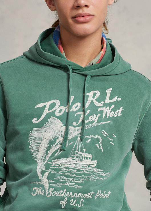 sudadera con capucha y gráfico bordado hombres verano verde Ralph Lauren 2XR2V782