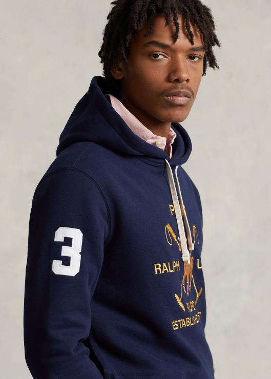 sudadera con capucha y logo de polo grande hombres marina de crucero Ralph Lauren 2XR2V1152