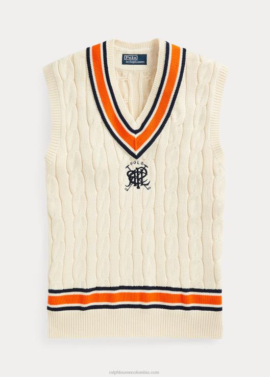 chaleco de críquet con escudo hombres crema multi Ralph Lauren 2XR2V897