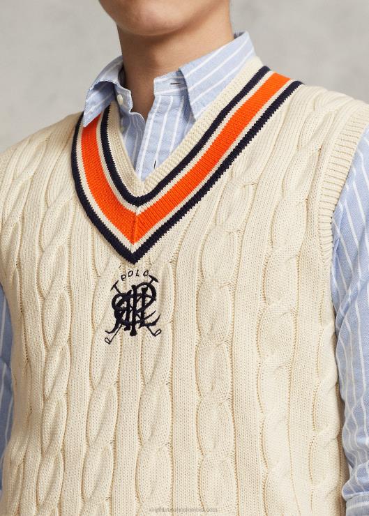 chaleco de críquet con escudo hombres crema multi Ralph Lauren 2XR2V897