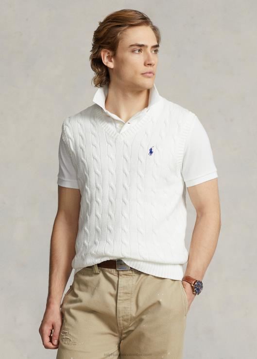 chaleco de punto de ochos de algodón hombres blanco Ralph Lauren 2XR2V507