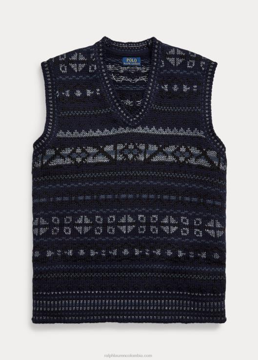 chaleco estilo suéter Fair Isle en mezcla de algodón hombres combo azul marino Ralph Lauren 2XR2V1029