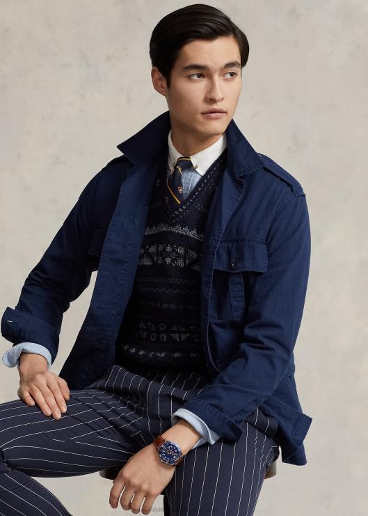 chaleco estilo suéter Fair Isle en mezcla de algodón hombres combo azul marino Ralph Lauren 2XR2V1029