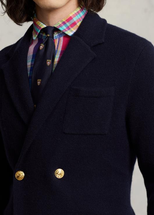 chaqueta de punto de cachemira hombres aviador de la marina Ralph Lauren 2XR2V1035
