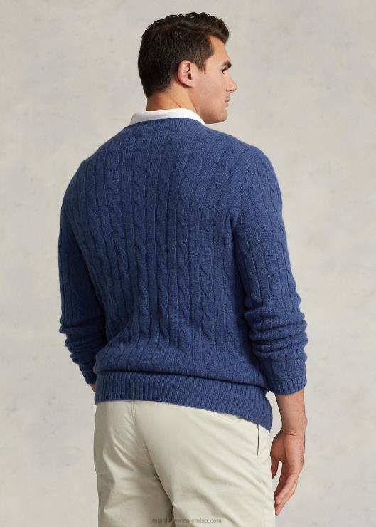 el icónico jersey de punto de ochos de cachemira hombres brezo azul marino rústico Ralph Lauren 2XR2V1674