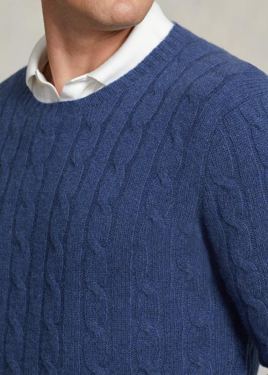 el icónico jersey de punto de ochos de cachemira hombres brezo azul marino rústico Ralph Lauren 2XR2V1674