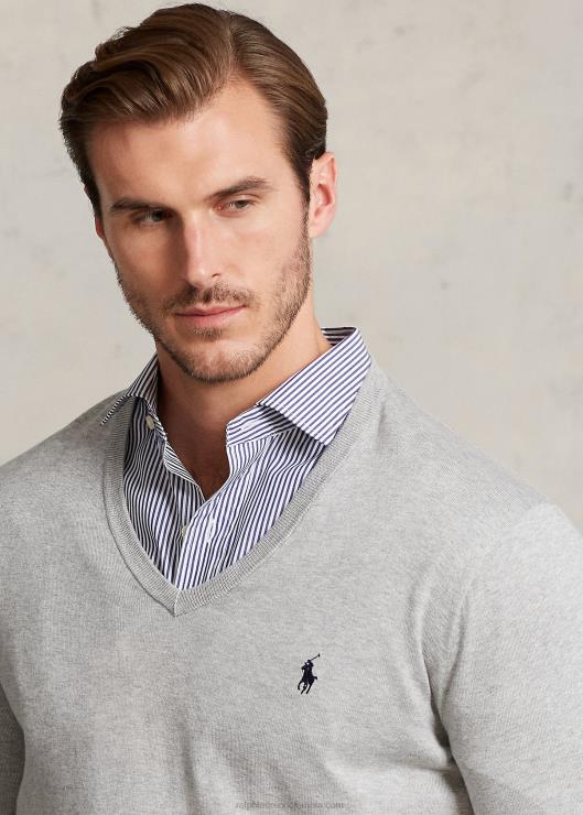 jersey de algodón con cuello de pico hombres y sobre brezo Ralph Lauren 2XR2V1316