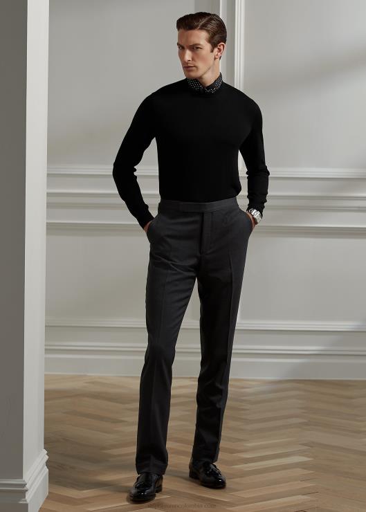 jersey de cachemir con cuello redondo hombres negro clásico Ralph Lauren 2XR2V49