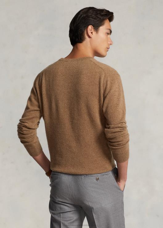 jersey de cachemira lavable con cuello redondo hombres brezo marrón shetland Ralph Lauren 2XR2V600