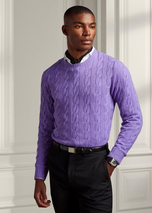 jersey de ochos de cachemir hombres lavanda clásica Ralph Lauren 2XR2V75