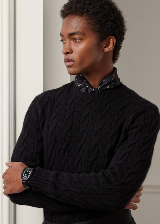 jersey de ochos de cachemir hombres negro clásico Ralph Lauren 2XR2V73