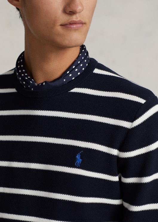 jersey de punto de malla a rayas hombres combinación de la marina de guerra del cazador Ralph Lauren 2XR2V755