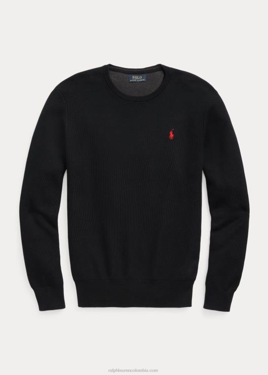 jersey de punto de malla con cuello redondo hombres negro Ralph Lauren 2XR2V671