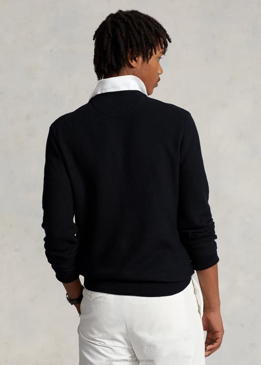 jersey de punto de malla con cuello redondo hombres negro Ralph Lauren 2XR2V671