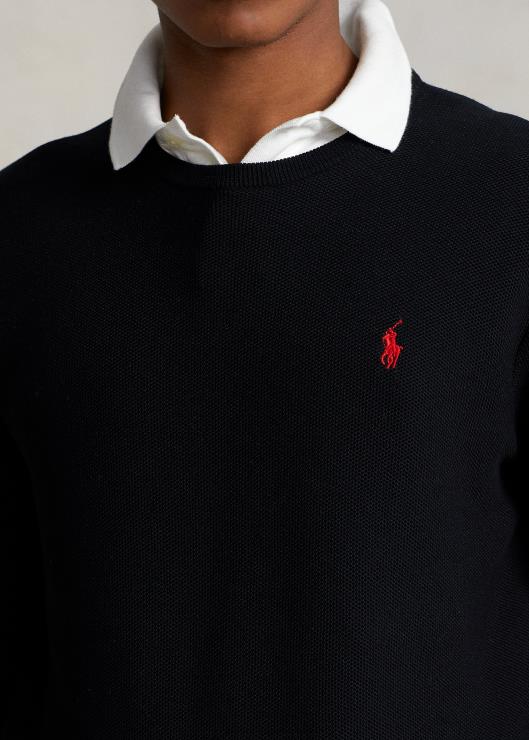 jersey de punto de malla con cuello redondo hombres negro Ralph Lauren 2XR2V671