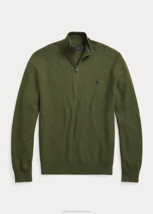 jersey de punto de malla de algodón con media cremallera hombres brezo oliva clásico Ralph Lauren 2XR2V1913