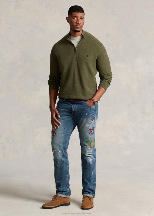 jersey de punto de malla de algodón con media cremallera hombres brezo oliva clásico Ralph Lauren 2XR2V1913