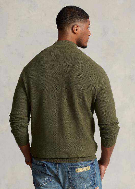 jersey de punto de malla de algodón con media cremallera hombres brezo oliva clásico Ralph Lauren 2XR2V1913