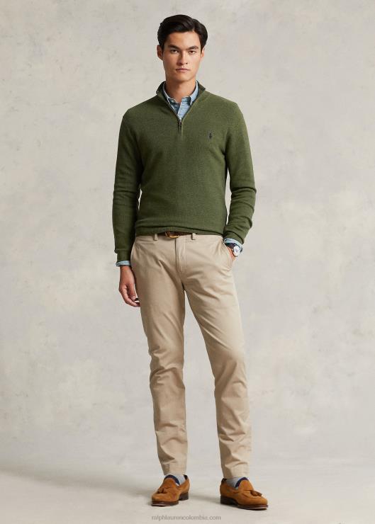 jersey de punto de malla de algodón con media cremallera hombres brezo oliva clásico Ralph Lauren 2XR2V514