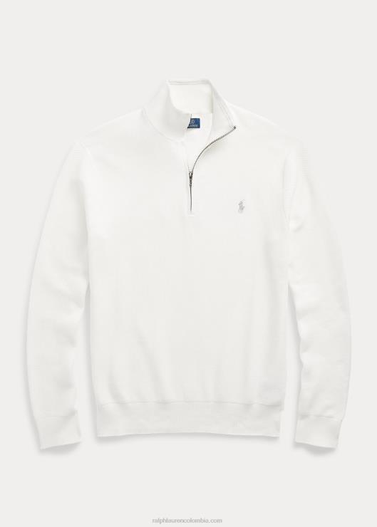 jersey de punto de malla de algodón con media cremallera hombres lavaplatos blanco Ralph Lauren 2XR2V511