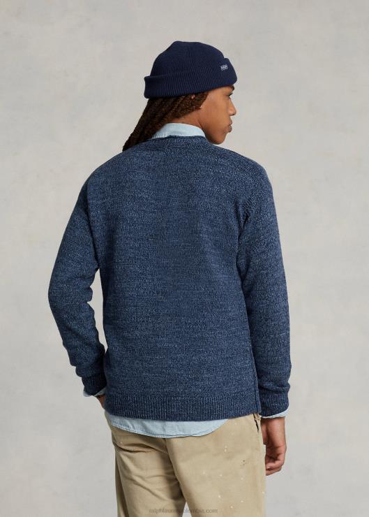 suéter con bandera de algodón y cuello vuelto hombres marga azul Ralph Lauren 2XR2V1085