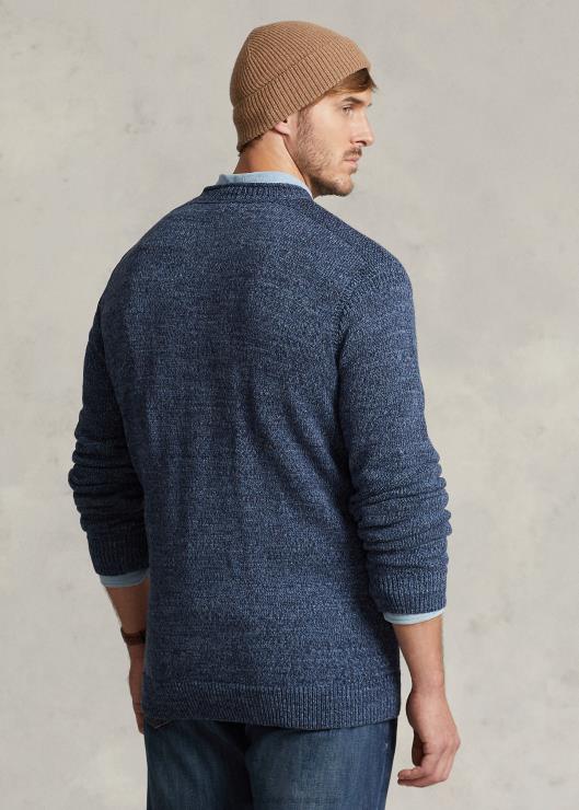 suéter con bandera de algodón y cuello vuelto hombres marga azul Ralph Lauren 2XR2V1807