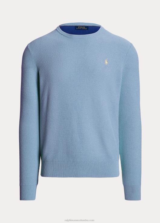 suéter texturizado con cuello redondo hombres nuevo polvo azul brezo Ralph Lauren 2XR2V645