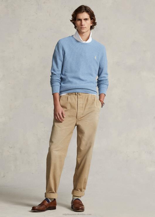 suéter texturizado con cuello redondo hombres nuevo polvo azul brezo Ralph Lauren 2XR2V645