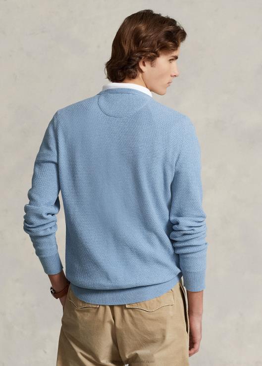 suéter texturizado con cuello redondo hombres nuevo polvo azul brezo Ralph Lauren 2XR2V645